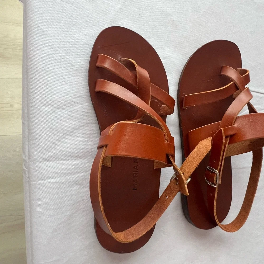 Brown Leather Women's Sandals - Picture 2 of 10